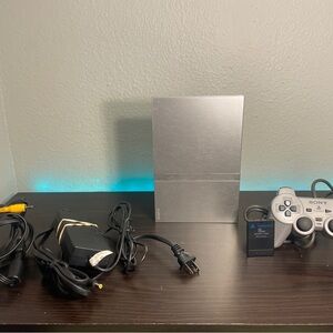 Sony PS2 PlayStation 2 Slim SILVER Console Bundle Tested & Works
